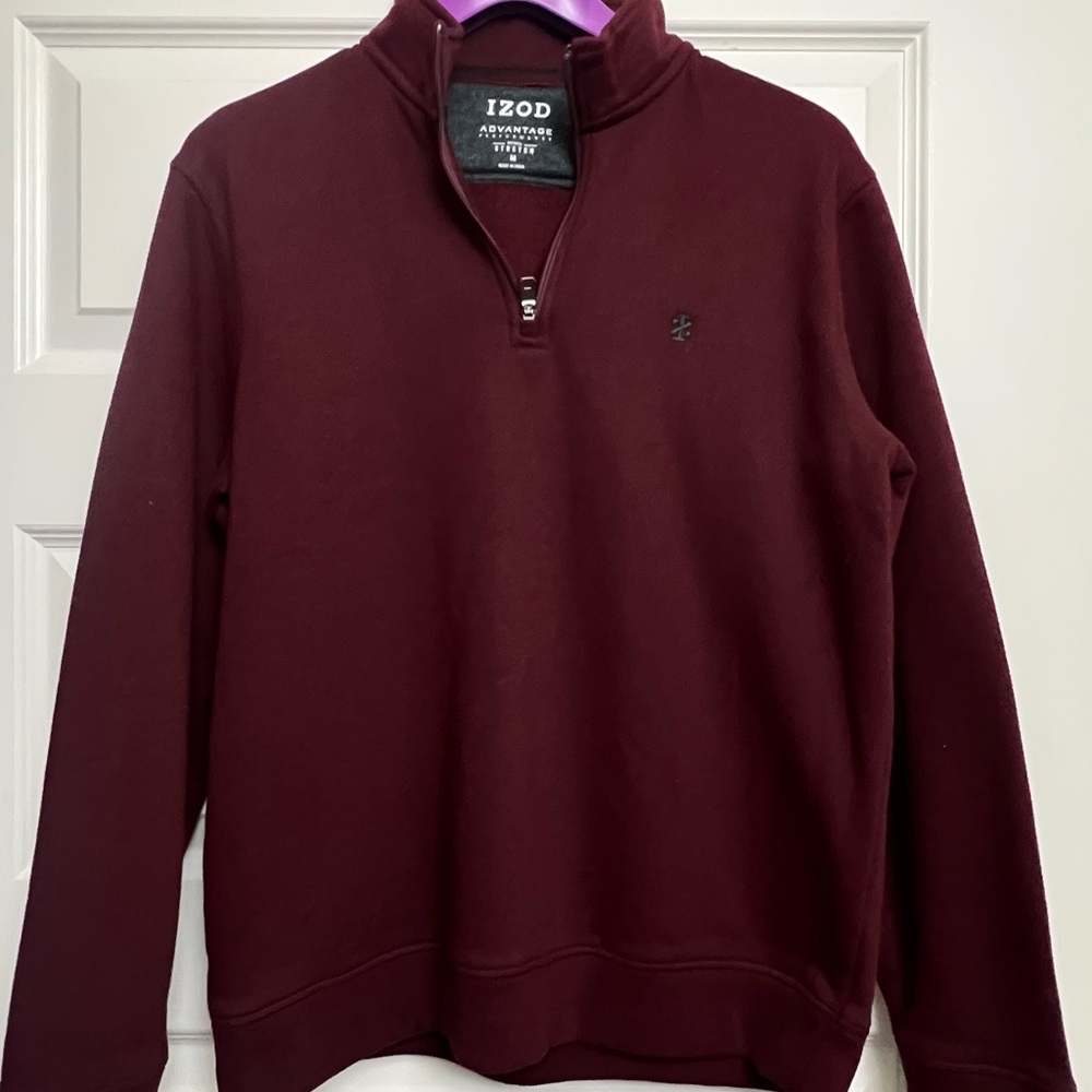 IZOD Men's Dark Red Zip-Up Sweater
